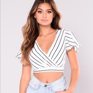 striped Wrap Top